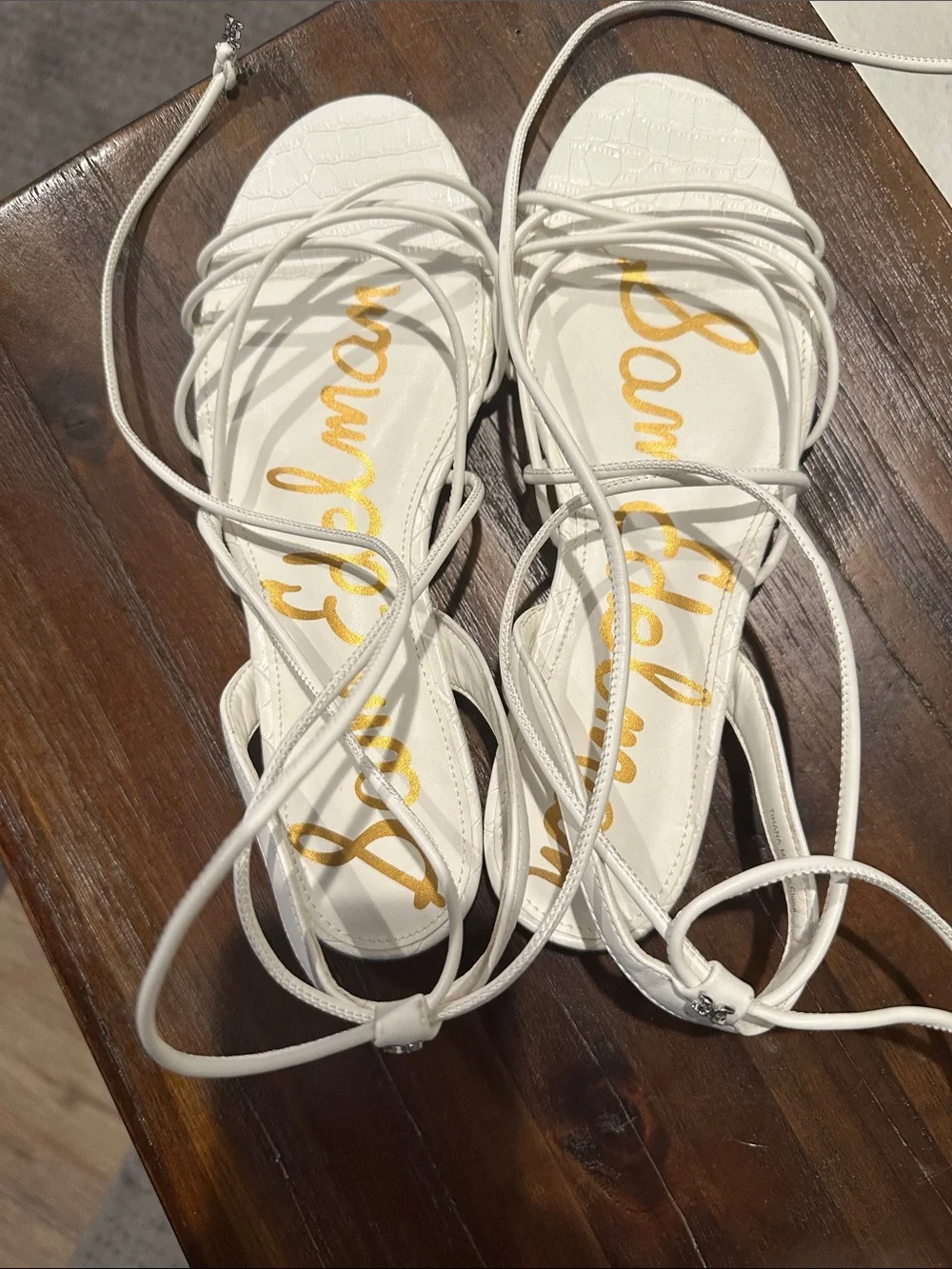 Sam Edelman Tihana White Lace-Up Flat Sandals size 7.5